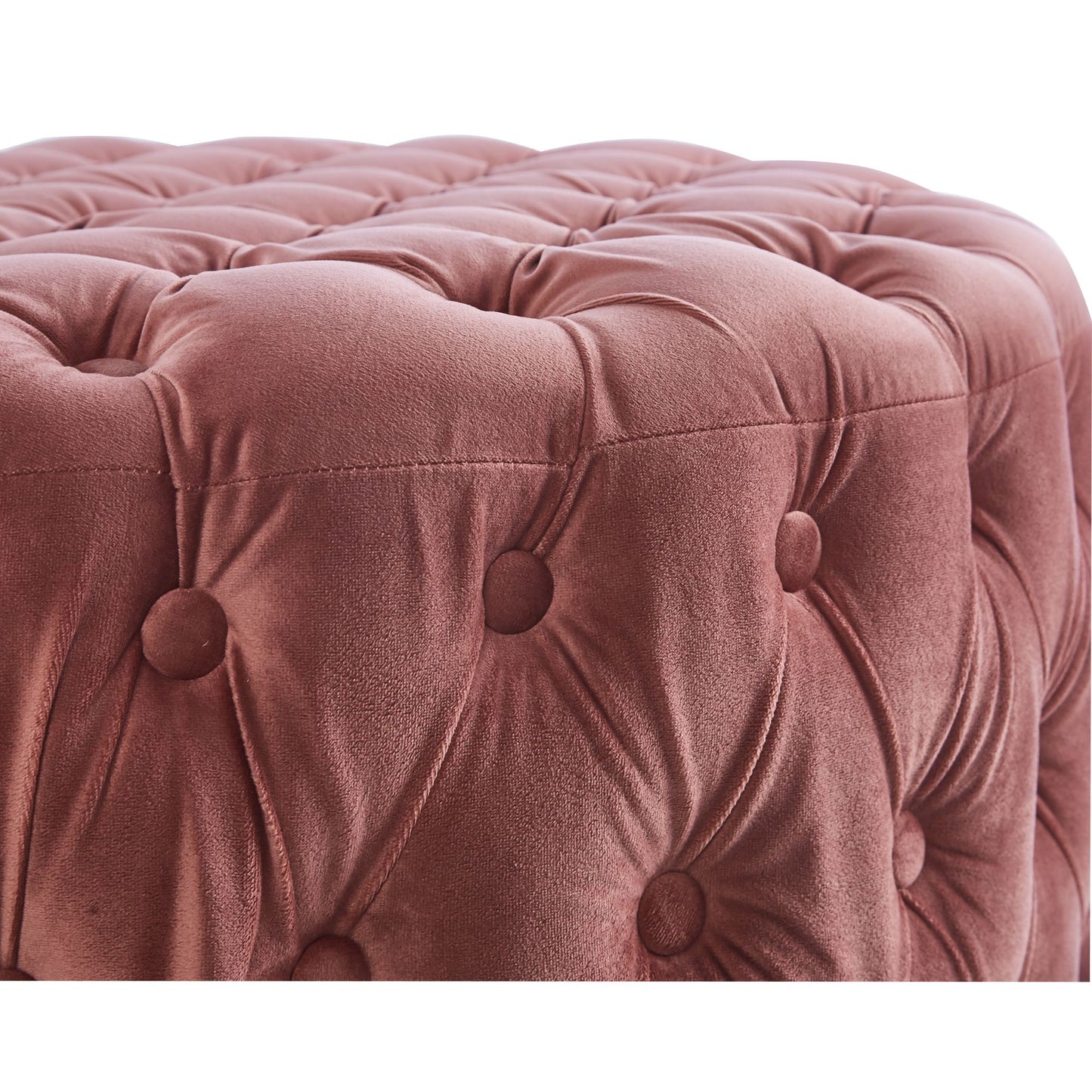 Cosmos Tufted Velvet Fabric Round Ottoman Footstools - Rose Pink - Cosy Abode