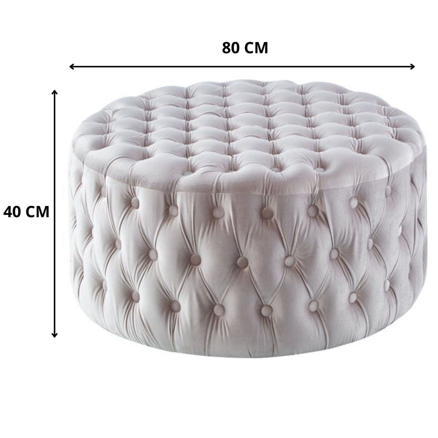 Cosmos Tufted Velvet Fabric Round Ottoman Footstools - Beige - Cosy Abode
