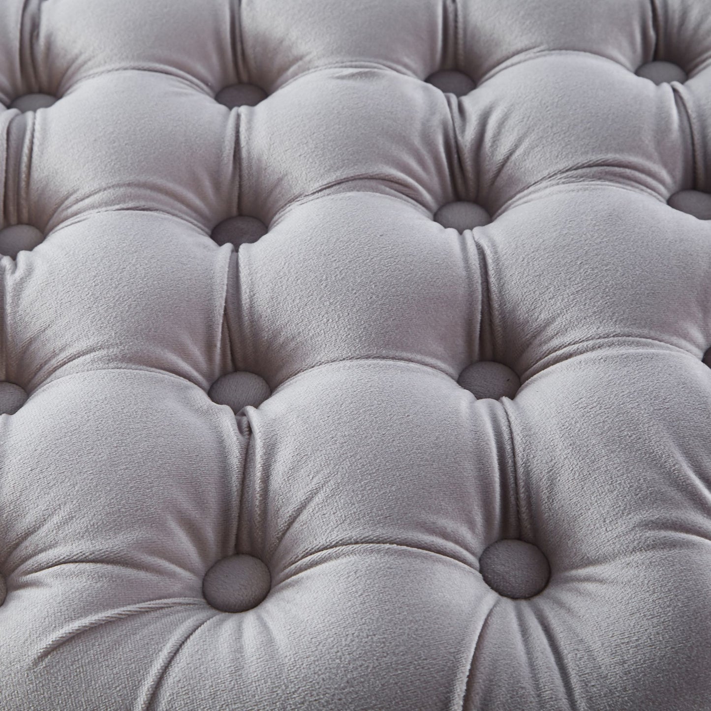 Cosmos Tufted Velvet Fabric Round Ottoman Footstools - Beige - Cosy Abode