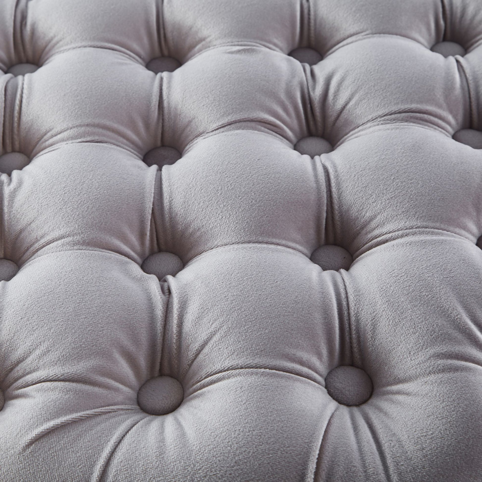 Cosmos Tufted Velvet Fabric Round Ottoman Footstools - Beige - Cosy Abode