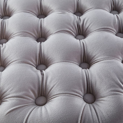 Cosmos Tufted Velvet Fabric Round Ottoman Footstools - Beige - Cosy Abode