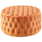 Cosmos Tufted Velvet Fabric Round Ottoman Footstools - Cinnamon - Cosy Abode