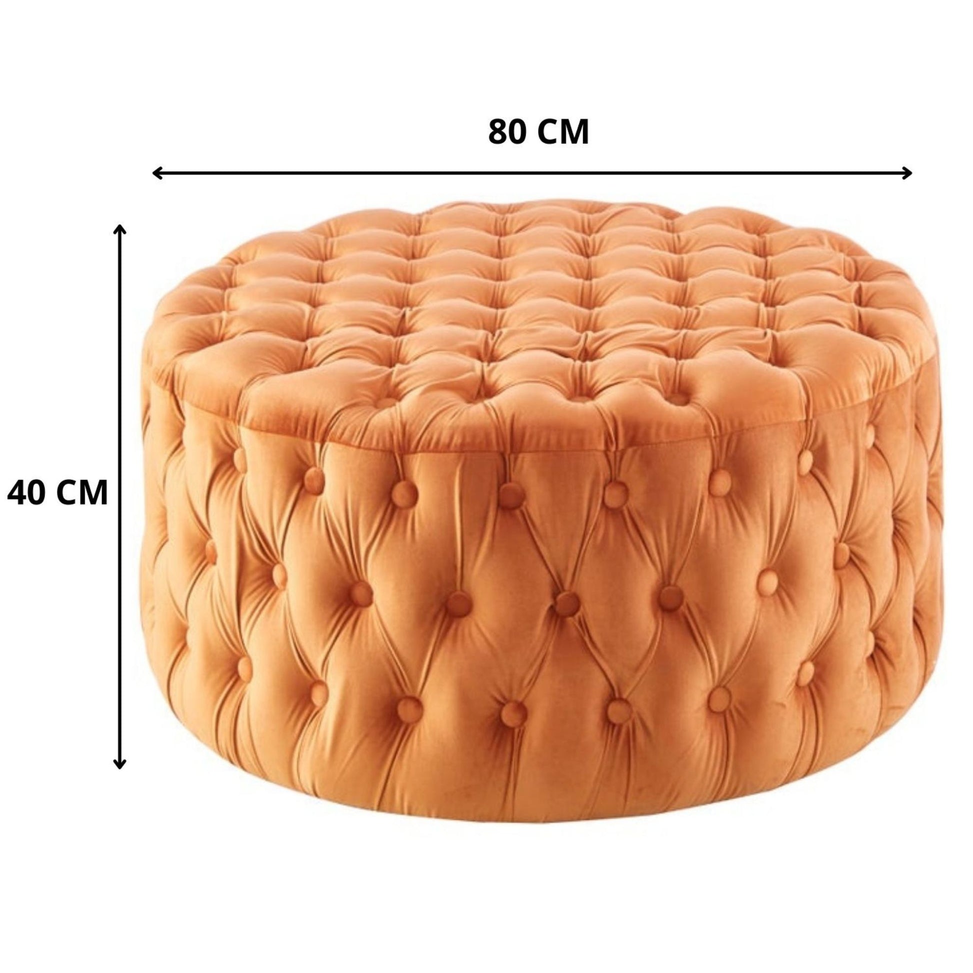 Cosmos Tufted Velvet Fabric Round Ottoman Footstools - Cinnamon - Cosy Abode