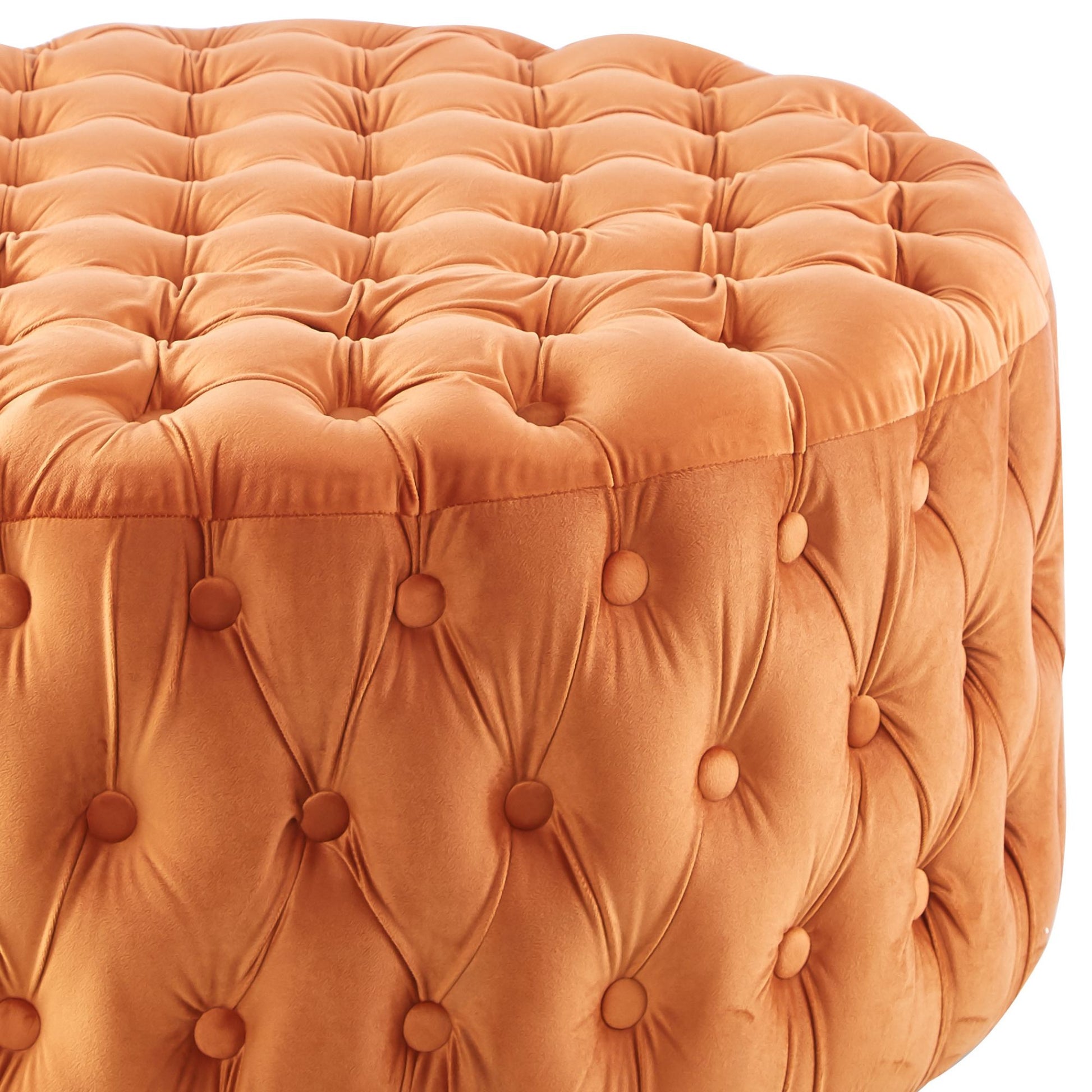 Cosmos Tufted Velvet Fabric Round Ottoman Footstools - Cinnamon - Cosy Abode