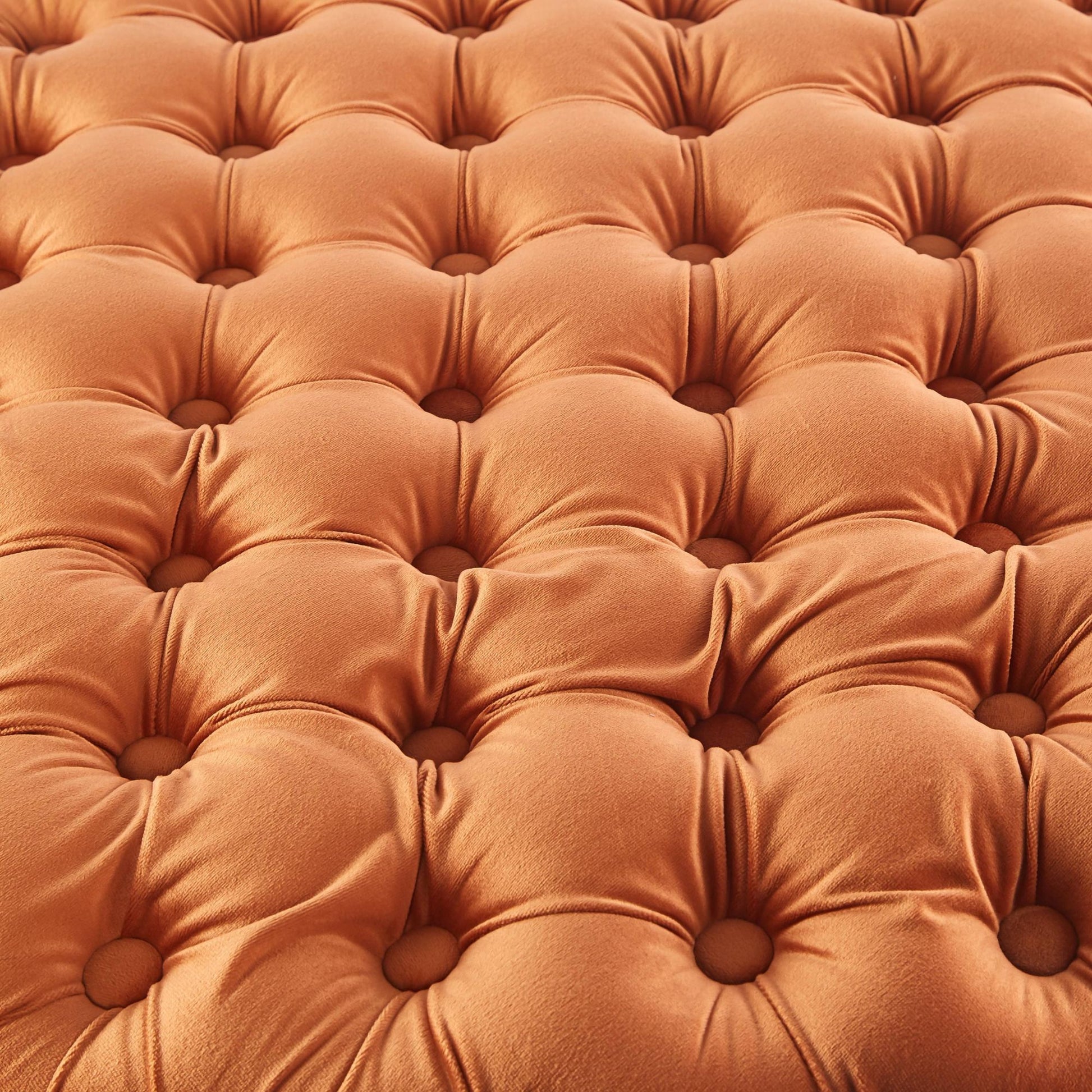 Cosmos Tufted Velvet Fabric Round Ottoman Footstools - Cinnamon - Cosy Abode