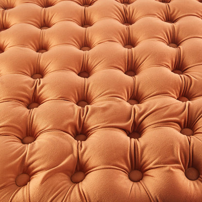 Cosmos Tufted Velvet Fabric Round Ottoman Footstools - Cinnamon - Cosy Abode