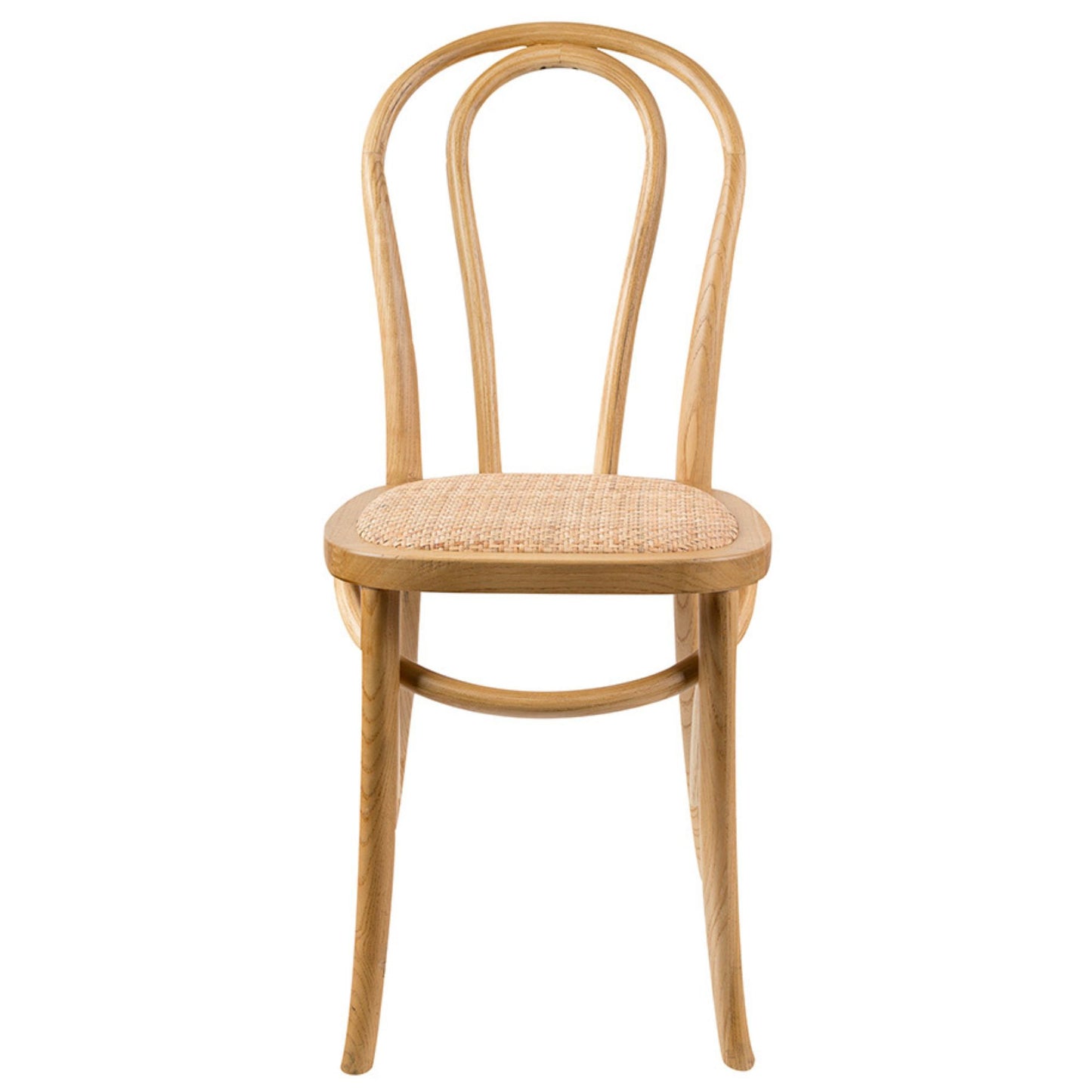 Azalea Arched Back Dining Chair Set of 2 Solid Elm Timber Wood Rattan Seat - Oak - Cosy Abode