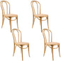 Azalea Arched Back Dining Chair Set of 4 Solid Elm Timber Wood Rattan Seat - Oak - Cosy Abode