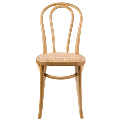 Azalea Arched Back Dining Chair Set of 6 Solid Elm Timber Wood Rattan Seat - Oak - Cosy Abode