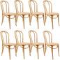 Azalea Arched Back Dining Chair Set of 8 Solid Elm Timber Wood Rattan Seat - Oak - Cosy Abode