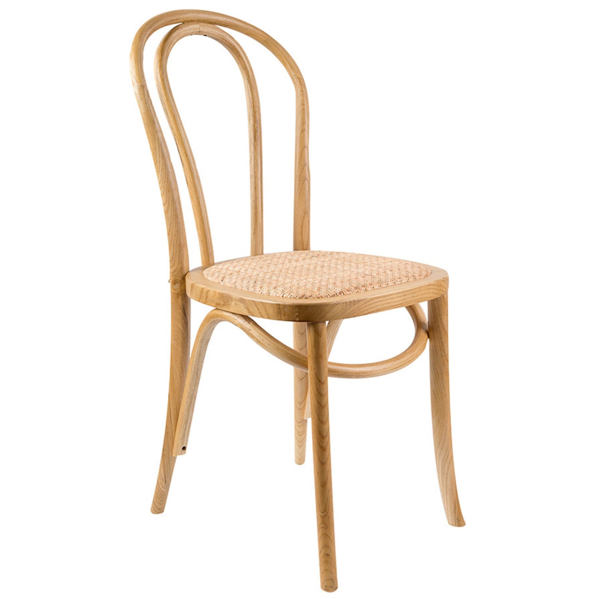 Azalea Arched Back Dining Chair Set of 8 Solid Elm Timber Wood Rattan Seat - Oak - Cosy Abode