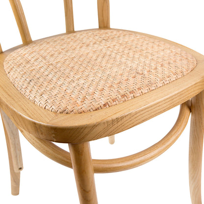 Azalea Arched Back Dining Chair Set of 8 Solid Elm Timber Wood Rattan Seat - Oak - Cosy Abode