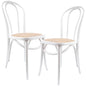 Azalea Arched Back Dining Chair 2 Set Solid Elm Timber Wood Rattan Seat - White - Cosy Abode