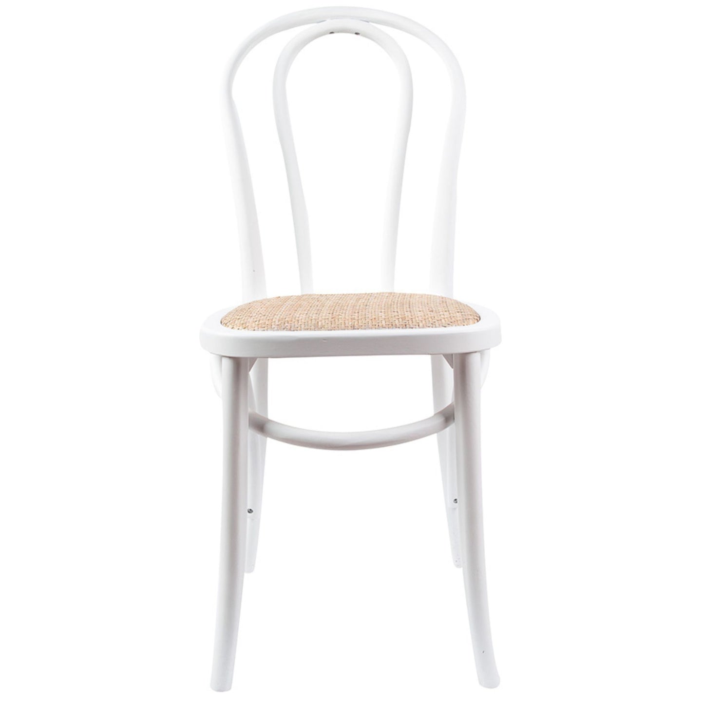Azalea Arched Back Dining Chair 2 Set Solid Elm Timber Wood Rattan Seat - White - Cosy Abode