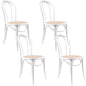 Azalea Arched Back Dining Chair 4 Set Solid Elm Timber Wood Rattan Seat - White - Cosy Abode