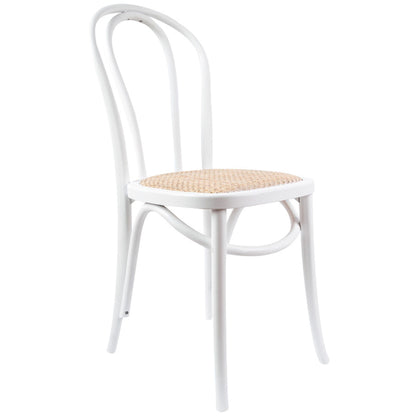 Azalea Arched Back Dining Chair 4 Set Solid Elm Timber Wood Rattan Seat - White - Cosy Abode