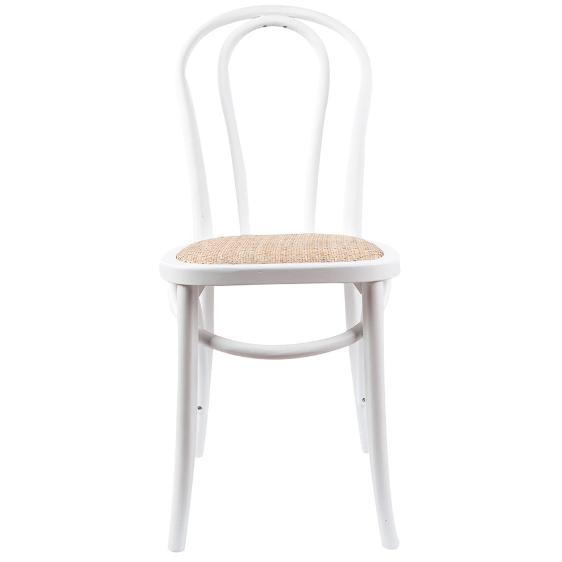 Azalea Arched Back Dining Chair 4 Set Solid Elm Timber Wood Rattan Seat - White - Cosy Abode