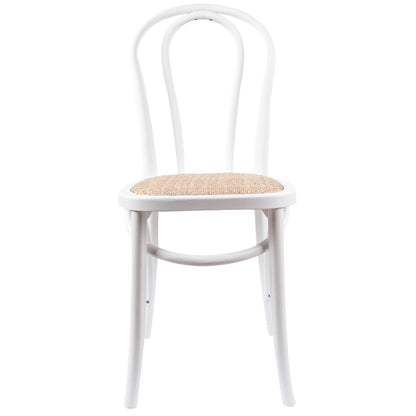 Azalea Arched Back Dining Chair 4 Set Solid Elm Timber Wood Rattan Seat - White - Cosy Abode