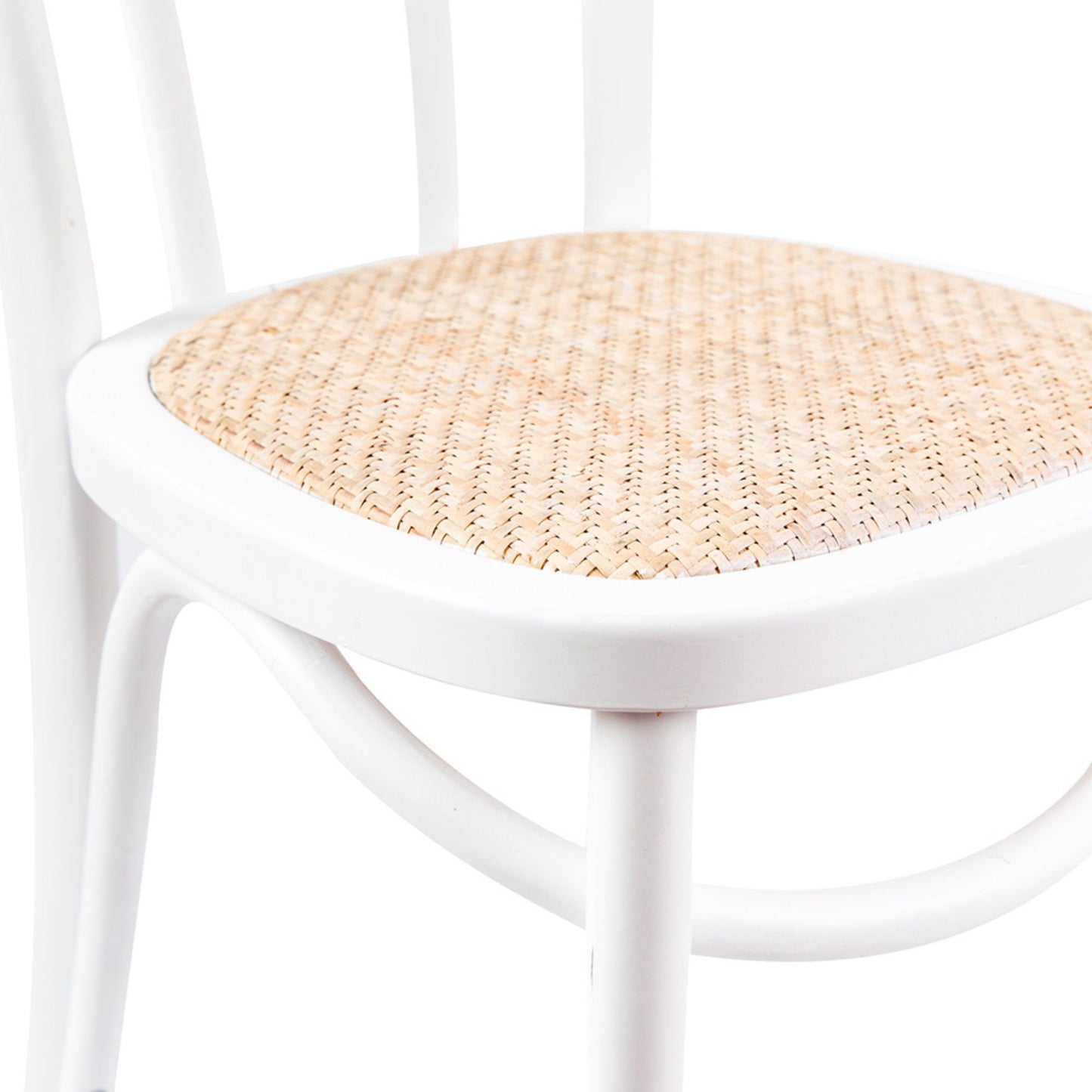 Azalea Arched Back Dining Chair 4 Set Solid Elm Timber Wood Rattan Seat - White - Cosy Abode