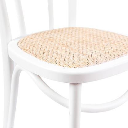 Azalea Arched Back Dining Chair 4 Set Solid Elm Timber Wood Rattan Seat - White - Cosy Abode