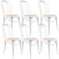 Azalea Arched Back Dining Chair 6 Set Solid Elm Timber Wood Rattan Seat - White - Cosy Abode