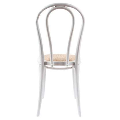 Azalea Arched Back Dining Chair 6 Set Solid Elm Timber Wood Rattan Seat - White - Cosy Abode