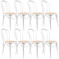 Azalea Arched Back Dining Chair 8 Set Solid Elm Timber Wood Rattan Seat - White - Cosy Abode