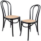 Azalea Arched Back Dining Chair 2 Set Solid Elm Timber Wood Rattan Seat - Black - Cosy Abode