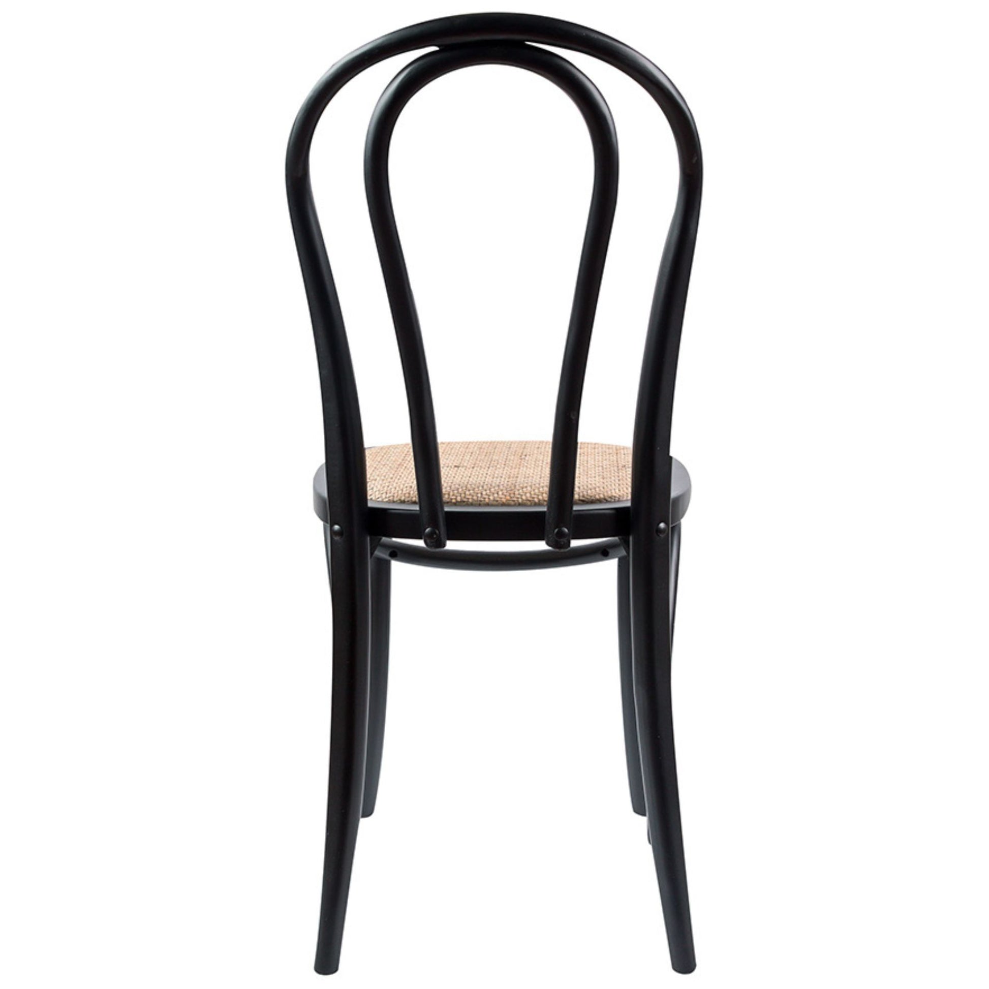 Azalea Arched Back Dining Chair 6 Set Solid Elm Timber Wood Rattan Seat - Black - Cosy Abode