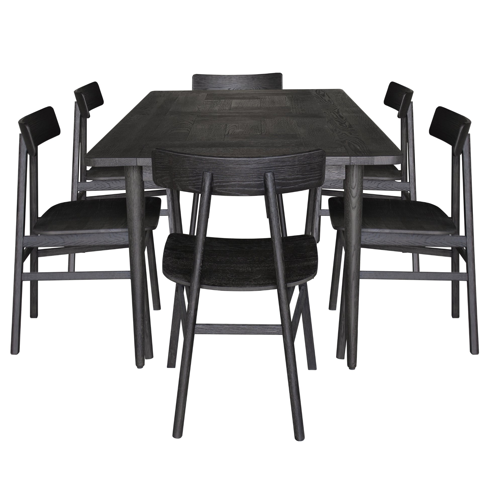 Claire 7pc Dining Set Table 180cm Solid Oak Wood Timber Seat Chair - Black - Cosy Abode