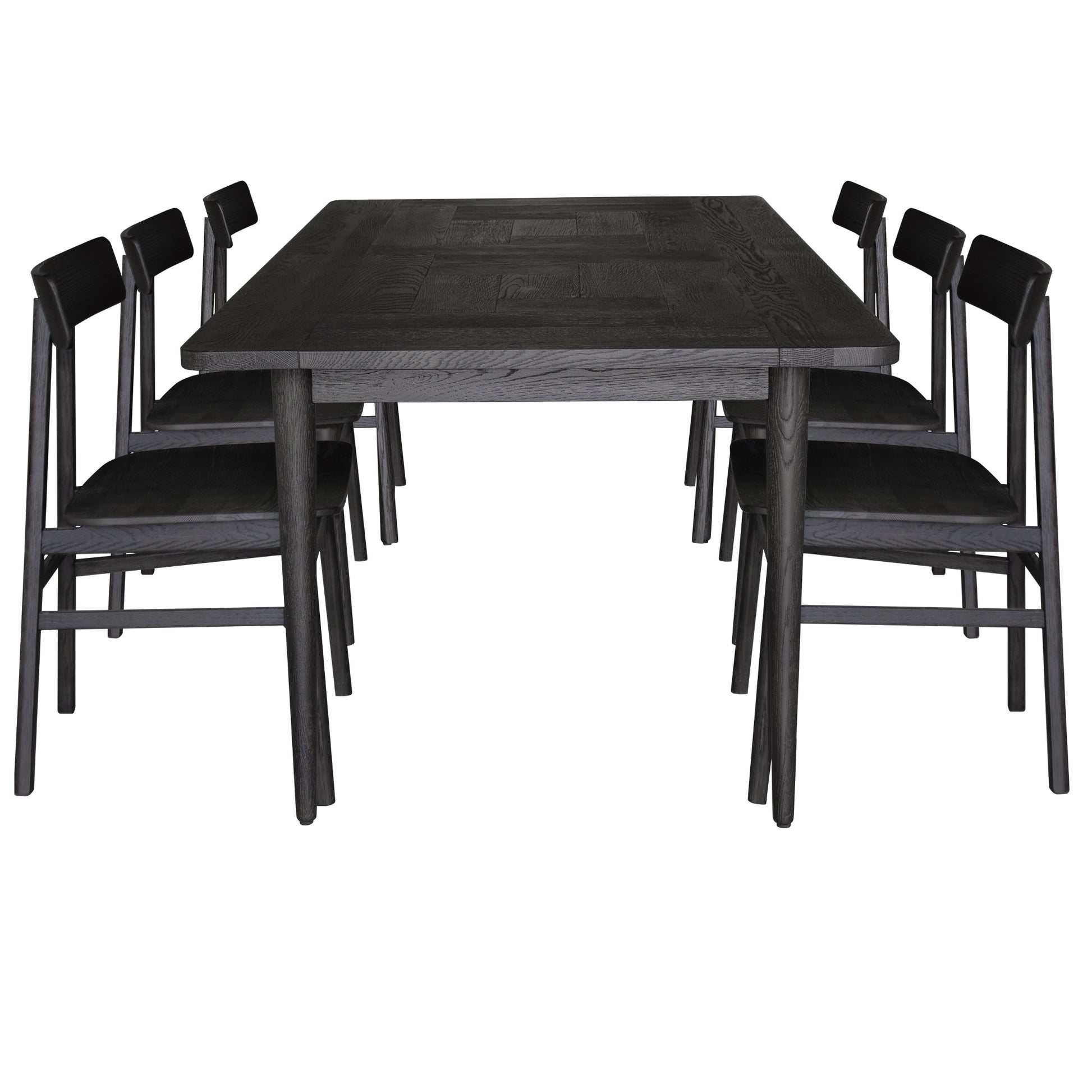 Claire 7pc Dining Set Table 180cm Solid Oak Wood Timber Seat Chair - Black - Cosy Abode