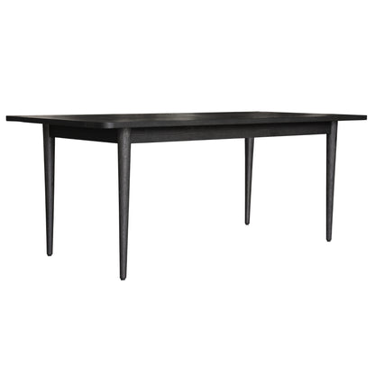 Claire 7pc Dining Set Table 180cm Solid Oak Wood Fabric Seat Chair - Black - Cosy Abode