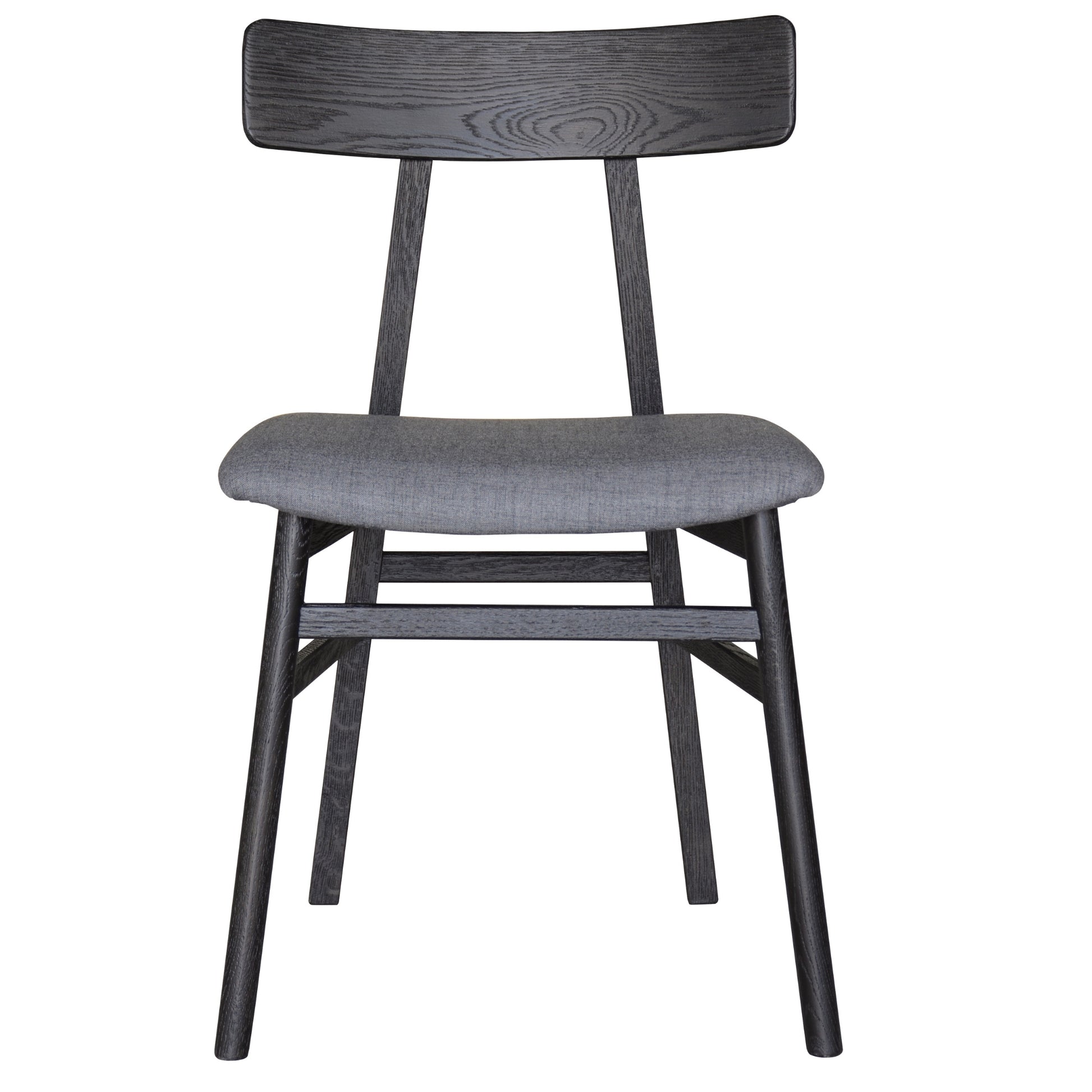 Claire 7pc Dining Set Table 180cm Solid Oak Wood Fabric Seat Chair - Black - Cosy Abode