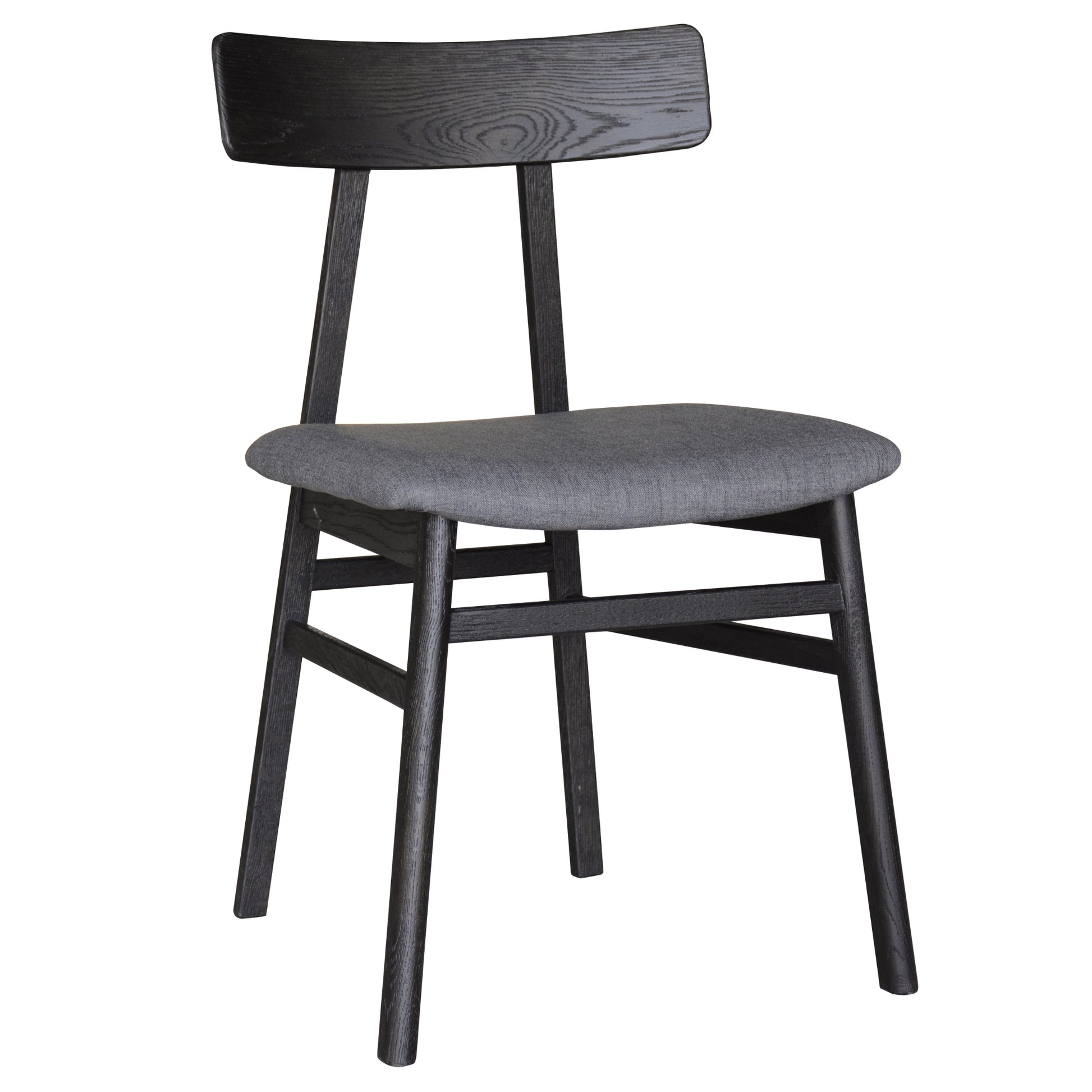 Claire 7pc Dining Set Table 180cm Solid Oak Wood Fabric Seat Chair - Black - Cosy Abode
