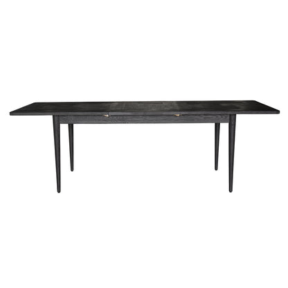 Claire 9pc Dining Set Table Extendable 170-230cm Oak Fabric Seat Chair - Black - Cosy Abode
