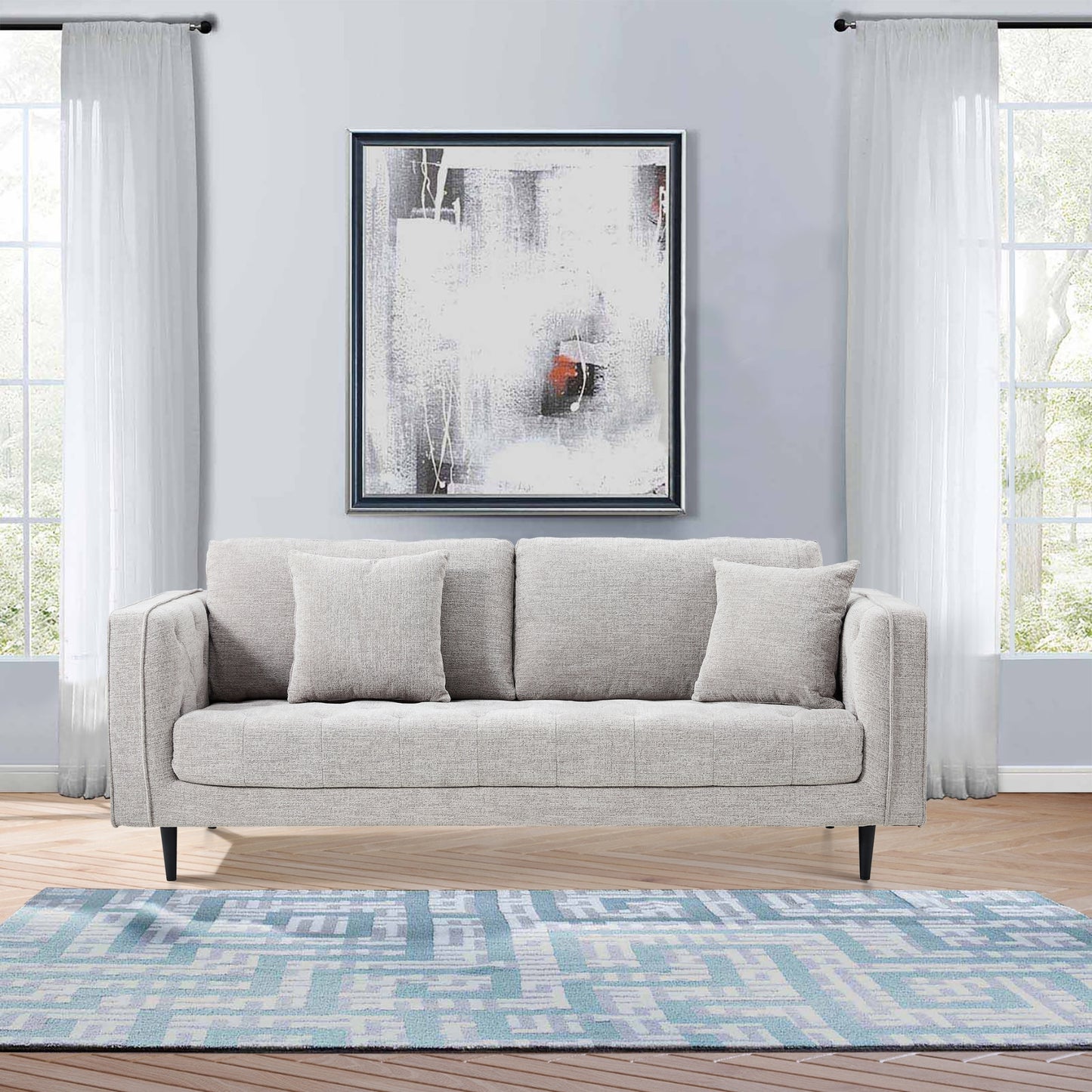 Jolie 3 Seater Sofa Fabric Uplholstered Lounge Couch - Quartz - Cosy Abode