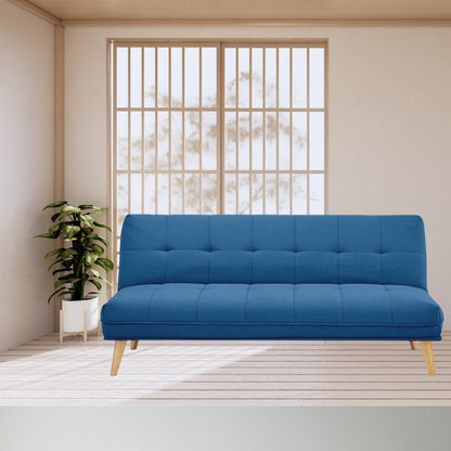 Jovie 3 Seater Sofa Queen Bed Fabric Uplholstered Lounge Couch - Blue - Cosy Abode