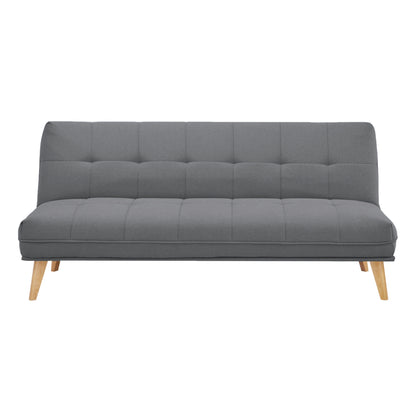 Jovie 3 Seater Sofa Queen Bed Fabric Uplholstered Lounge Couch - Mid Grey - Cosy Abode