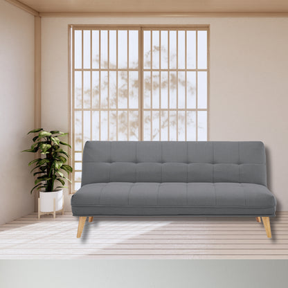 Jovie 3 Seater Sofa Queen Bed Fabric Uplholstered Lounge Couch - Mid Grey - Cosy Abode