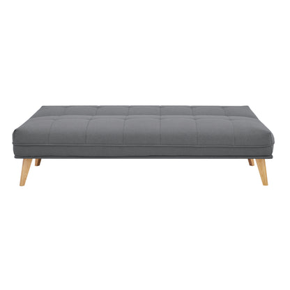 Jovie 3 Seater Sofa Queen Bed Fabric Uplholstered Lounge Couch - Mid Grey - Cosy Abode