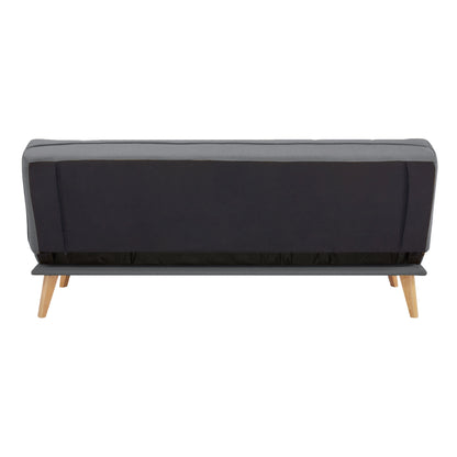 Jovie 3 Seater Sofa Queen Bed Fabric Uplholstered Lounge Couch - Mid Grey - Cosy Abode