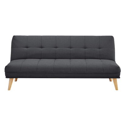 Jovie 3 Seater Sofa Queen Bed Fabric Uplholstered Lounge Couch - Dark Grey - Cosy Abode