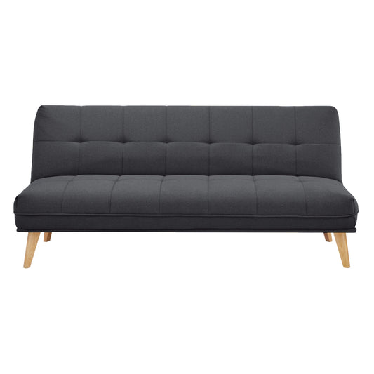 Jovie 3 Seater Sofa Queen Bed Fabric Uplholstered Lounge Couch - Dark Grey - Cosy Abode