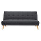 Jovie 3 Seater Sofa Queen Bed Fabric Uplholstered Lounge Couch - Dark Grey - Cosy Abode