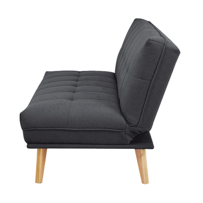 Jovie 3 Seater Sofa Queen Bed Fabric Uplholstered Lounge Couch - Dark Grey - Cosy Abode
