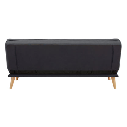 Jovie 3 Seater Sofa Queen Bed Fabric Uplholstered Lounge Couch - Dark Grey - Cosy Abode