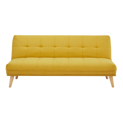 Jovie 3 Seater Sofa Queen Bed Fabric Uplholstered Lounge Couch - Yellow - Cosy Abode