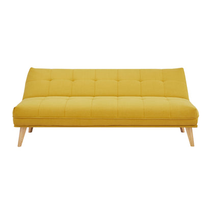 Jovie 3 Seater Sofa Queen Bed Fabric Uplholstered Lounge Couch - Yellow - Cosy Abode