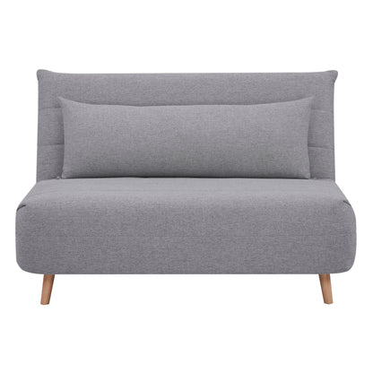 Audrey 2 Seater Sofa Futon Bed Love Seat Fabric Lounge Couch - Grey - Cosy Abode