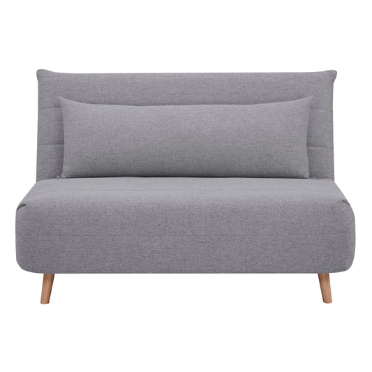 Audrey 2 Seater Sofa Futon Bed Love Seat Fabric Lounge Couch - Grey - Cosy Abode